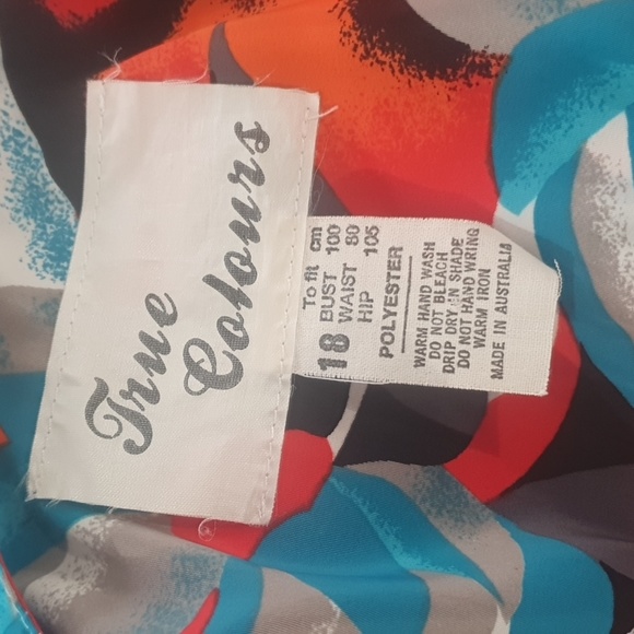 VINTAGE 80S Size 18 Blue/Orange Set Pleated - Picture 7 of 8